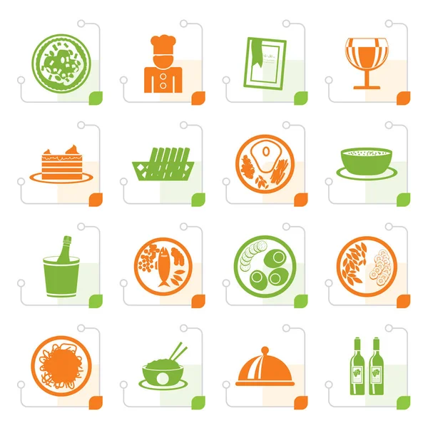 Stylized Restaurant, food and drink icons — Stock Vector