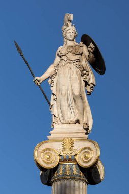 Athena tanrıça heykeli önünde Academy of Athens, Attika