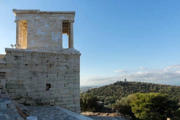 Porta monumentale Propilea nell'Acropoli di Atene, Attica — Foto Stock