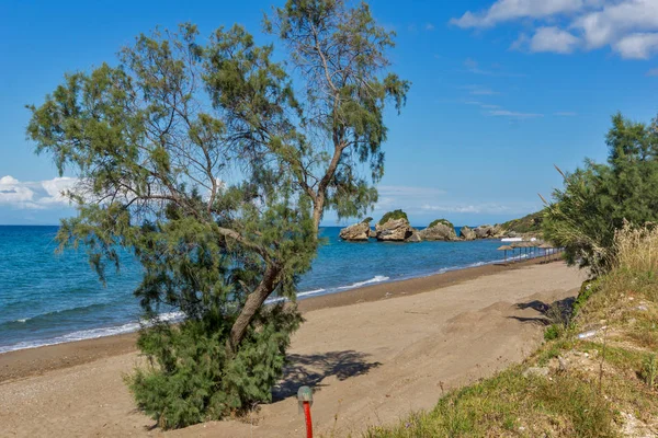 Vista panorámica de la playa de Porto Kaminia, isla de Zakynthos , — Foto de Stock
