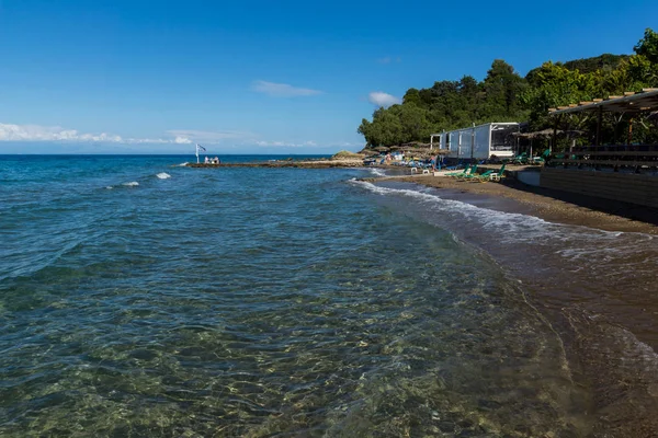Panoramatický výhled na pláž na ostrově Zakynthos, — Stock fotografie