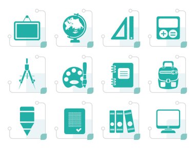 Stilize okul ve eğitim simgeler