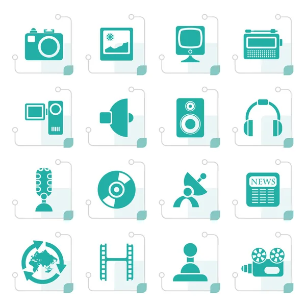 Stylized Media and household  equipment icons — Stock Vector