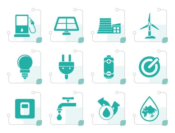 Iconos estilizados de Ecología, energía y energía — Archivo Imágenes Vectoriales