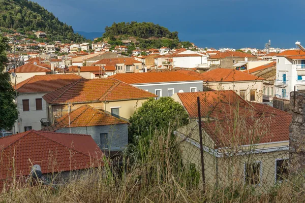 Úžasný panoramatický pohled města Nafpaktos — Stock fotografie