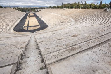Panathinaiko Stadyumu veya kallimarmaro Atina'da Panoraması