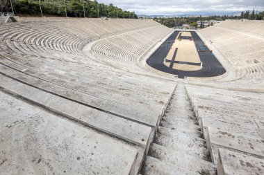 Panathinaiko Stadyumu veya kallimarmaro Atina'da Panoraması