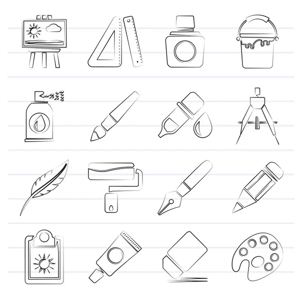 Iconos de arte y pintor — Vector de stock