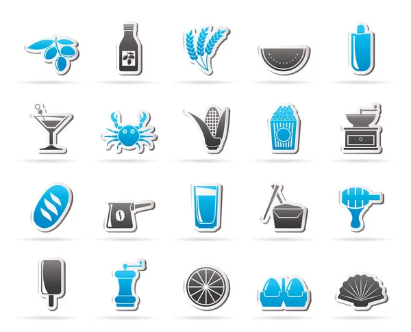 Different king of food and drinks icons — Stock Vector