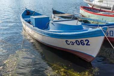 Sozopol, Bulgaristan - 12 Temmuz 2016: Süzebolu şehir, Burgaz bölge bağlantı noktasının şaşırtıcı Panorama