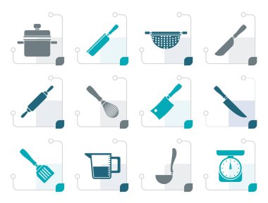 Stilize yemek ekipman ve araçları simgeler