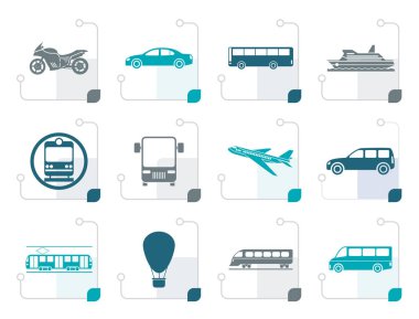 Stilize seyahat ve ulaşım insanlar simgeler 