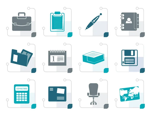 Icônes d'affaires et de bureau stylisées — Image vectorielle