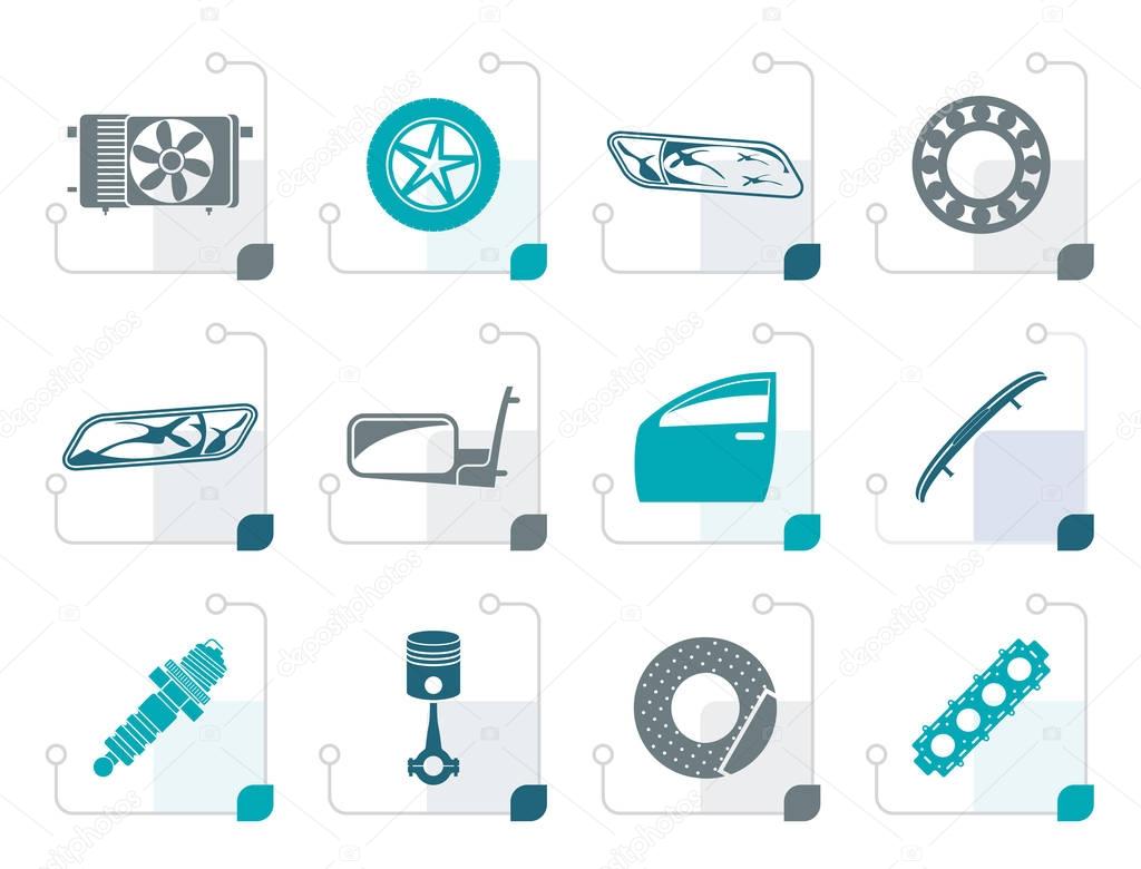 Stylized Realistic Car Parts and Services icons