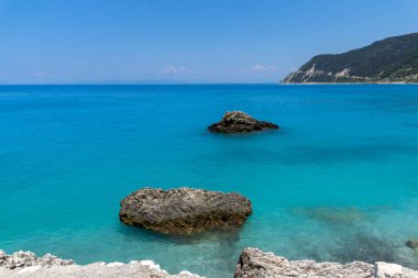 Mavi suları, Lefkada Agios Ioannis Beach panoramik
