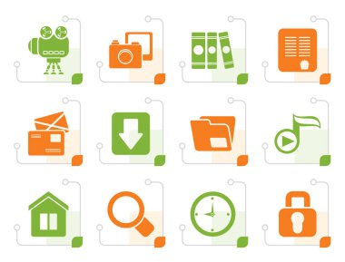 Stilize bilgisayar ve Web sitesi simgeleri 