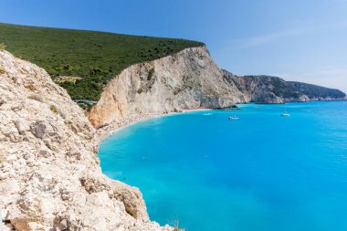 Muhteşem manzara mavi suların Porto Katsiki Beach, Lefkada
