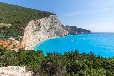 Muhteşem manzara mavi suların Porto Katsiki Beach, Lefkada