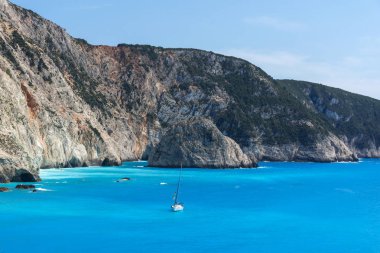 Muhteşem manzara mavi suların Porto Katsiki Beach, Lefkada