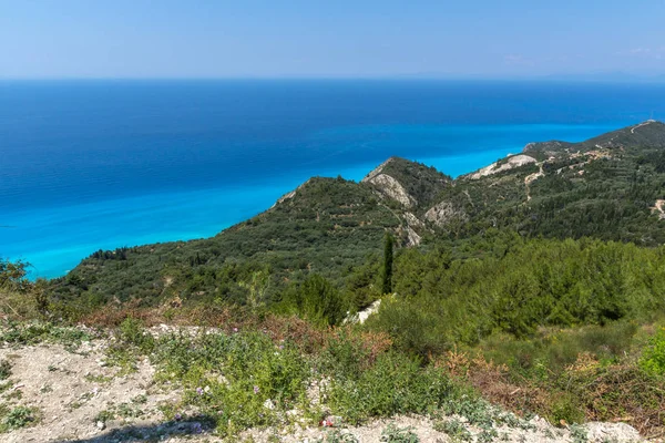 Paesaggio incredibile con acque blu, Lefkada — Foto Stock