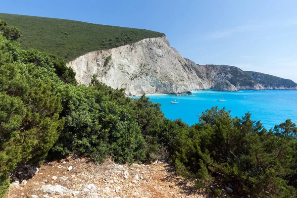 Fantastiska landskap av blå vattnet på stranden Porto Katsiki Lefkas — Stockfoto