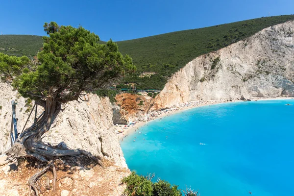 Paisagem incrível de águas azuis da Praia do Porto Katsiki, Lefkada — Fotografia de Stock