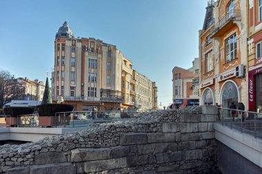Plovdiv, Bulgaristan - 2 Ocak 2017: Şehir Plovdiv, Roma kalıntıları stadyumda
