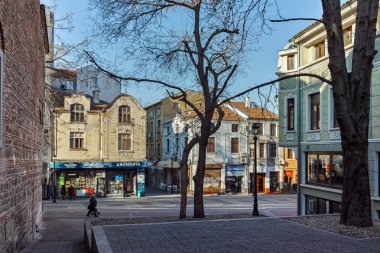 Plovdiv, Bulgaristan - 2 Ocak 2017: Street bölgesinde Kapana, şehir Plovdiv