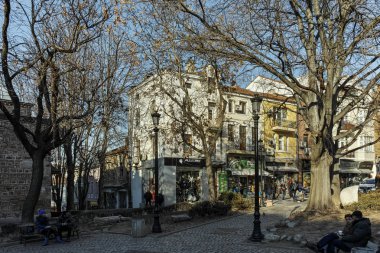 Plovdiv, Bulgaristan - 2 Ocak 2017: eski şehir Plovdiv şehre giriş