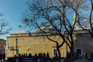 Plovdiv, Bulgaristan - 2 Ocak 2017: Dzhumaya Camii ve park şehir Plovdiv