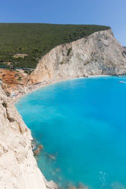 Porto Katsiki Beach, Lefkada, oniki adalar mavi suların muhteşem deniz manzarası