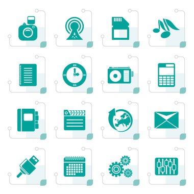 Stilize telefon performans, iş ve Office simgeleri