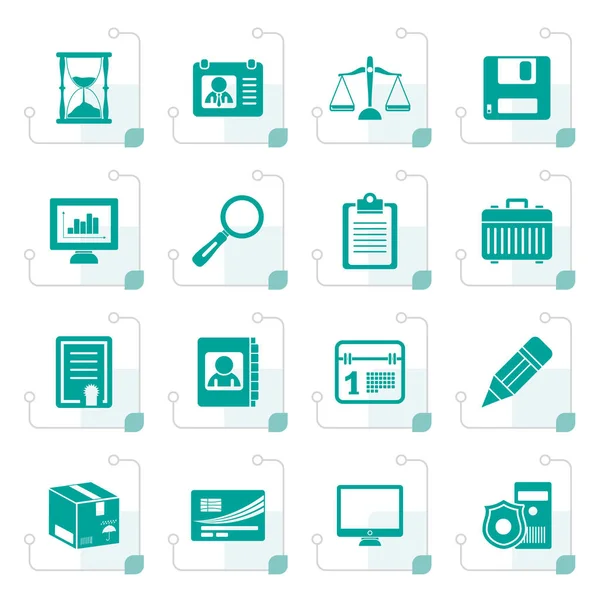 Gestileerde Business en office Icons — Stockvector