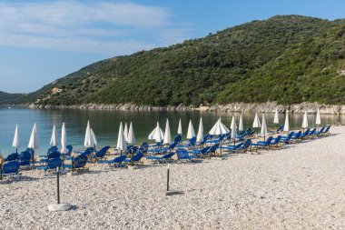 Şaşırtıcı panorama Mikros Gialos Beach, Lefkada, Ionian Islands