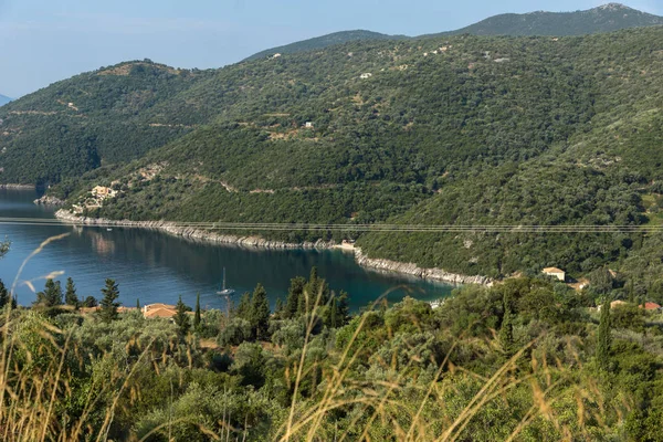 Csodálatos panoráma a Mikros Gialos beach, Lefkada, a Jón-szigetek — Stock Fotó