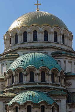Sofia, Bulgaristan - 1 Nisan 2017: Sofya Katedrali Saint Alexander Nevski altın kubbe