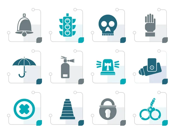 Stylized Surveillance and Security Icons — Stock Vector