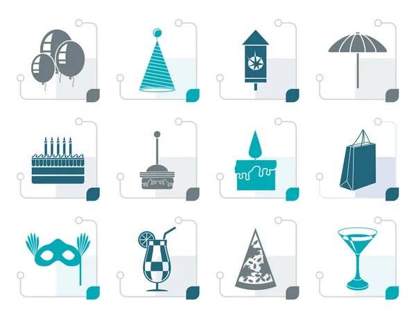 Stylized Party and holidays icons — Stock Vector