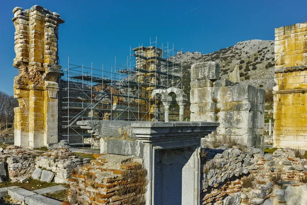 Basílica na área arqueológica de Filipos antigos, Macedônia Oriental e Trácia — Fotografia de Stock