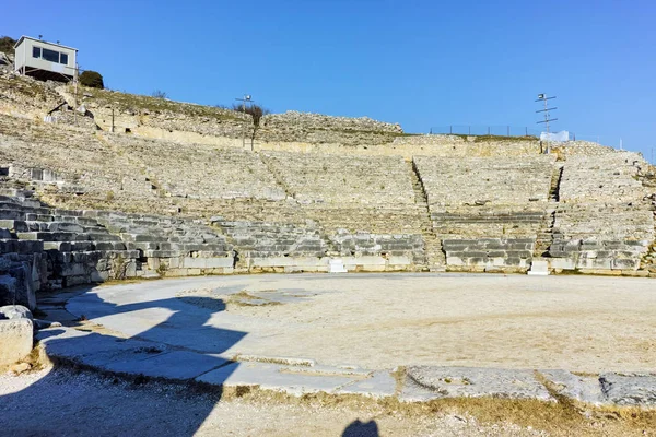 Ruinerna av forntida Theater i det arkeologiska området i Philippi, Östra Makedonien och Thrakien — Stockfoto
