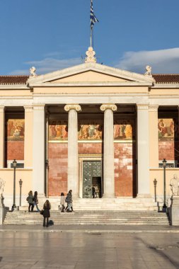 Atina, Yunanistan - 19 Ocak 2017: Atina Üniversitesi, Yunanistan görünümünü şaşırtıcı