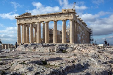 Atina, Yunanistan - 20 Ocak 2017: görünümü Parthenon Tapınağı Akropol Atina, Yunanistan, Amazing