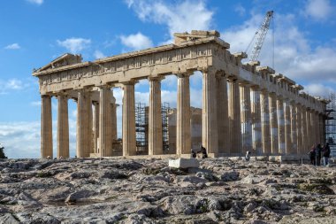 Atina, Yunanistan - 20 Ocak 2017: görünümü Parthenon Tapınağı Akropol Atina, Yunanistan, Amazing