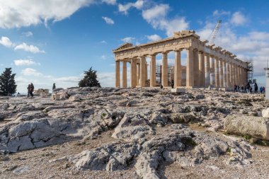 Atina, Yunanistan - 20 Ocak 2017: görünümü Parthenon Tapınağı Akropol Atina, Yunanistan, Amazing