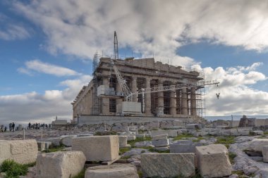Atina, Yunanistan - 20 Ocak 2017: görünümü Parthenon Tapınağı Akropol Atina, Yunanistan, Amazing