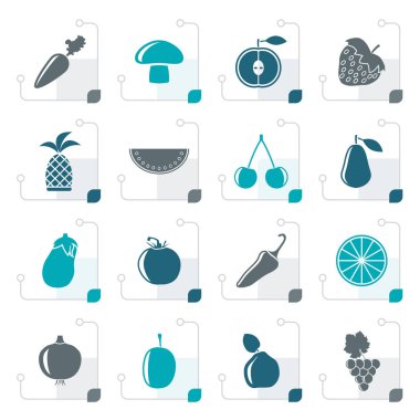 Meyve ve sebze simgeleri stilize çeşitleri