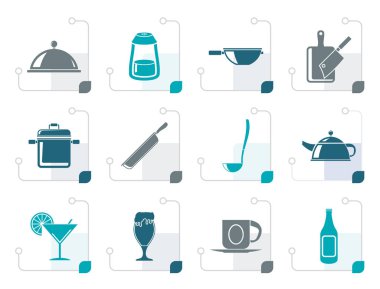 Stilize Restoran, Cafe, gıda ve içecek simgeler