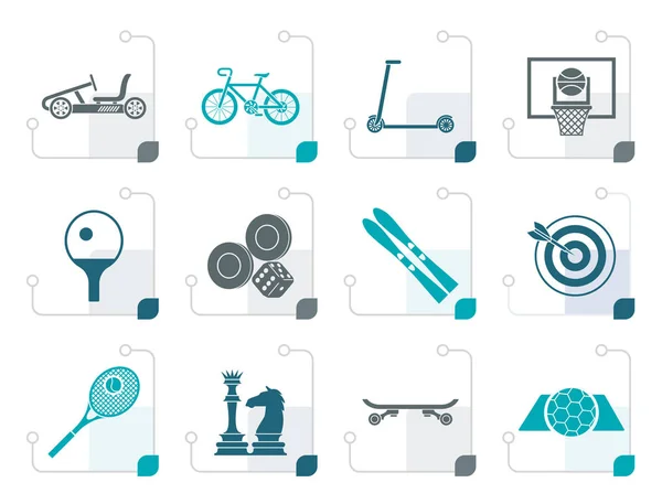 Stylized sports equipment and objects icons — Stock Vector