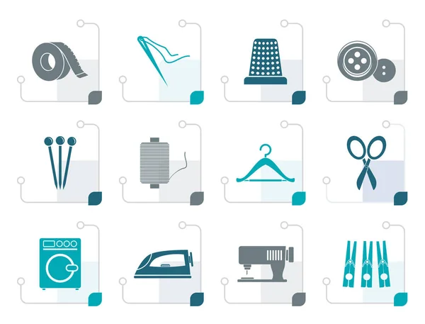 Stylized Textile objects and industry icons — Stock Vector