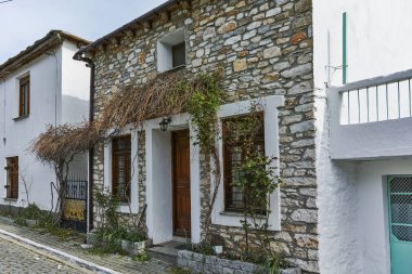 Eski taş ev Theologos köy içinde Thassos Adası, Doğu Makedonya ve Trakya